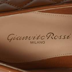 Pre Owned Gianvito Rossi Tan Quilted Leather Marcel Driver Loafers Size 39