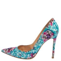 Pre Owned Gianvito Rossi For Mary Katrantzou Multicolor Floral Printed Fabric Lisa Ponker Pumps Size 38.5
