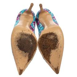 Pre Owned Gianvito Rossi For Mary Katrantzou Multicolor Floral Printed Fabric Lisa Ponker Pumps Size 38.5