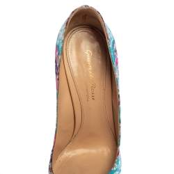 Pre Owned Gianvito Rossi For Mary Katrantzou Multicolor Floral Printed Fabric Lisa Ponker Pumps Size 38.5