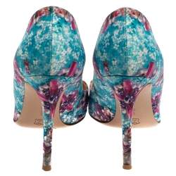 Pre Owned Gianvito Rossi For Mary Katrantzou Multicolor Floral Printed Fabric Lisa Ponker Pumps Size 38.5