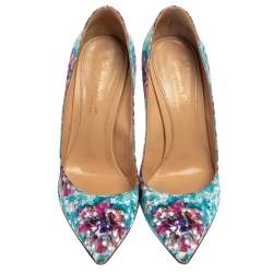 Pre Owned Gianvito Rossi For Mary Katrantzou Multicolor Floral Printed Fabric Lisa Ponker Pumps Size 38.5