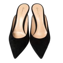 Pre Owned Gianvito Rossi Black Suede Mule Sandals Size 37.5