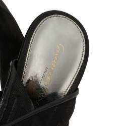 Pre Owned Gianvito Rossi Black Mesh And Leather Trim Ankle Wrap Sandals Size 38
