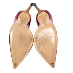 Pre Owned Gianvito Rossi Metallic Pink Leather and PVC Plexi Cut Out Detail Pointed Toe Pumps Size 39