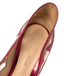 Pre Owned Gianvito Rossi Metallic Pink Leather and PVC Plexi Cut Out Detail Pointed Toe Pumps Size 39