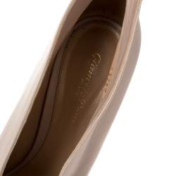 Pre Owned Gianvito Rossi Cream  Leather  Peep Toe Booties Size 40.5