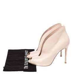 Pre Owned Gianvito Rossi Cream  Leather  Peep Toe Booties Size 40.5