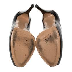 Pre Owned Gianvito Rossi Black Patent Leather Peep Toe Pumps Size 39.5