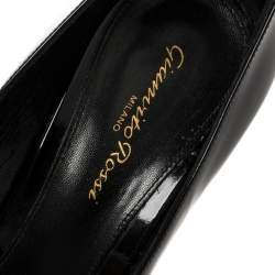 Pre Owned Gianvito Rossi Black Patent Leather Peep Toe Pumps Size 39.5