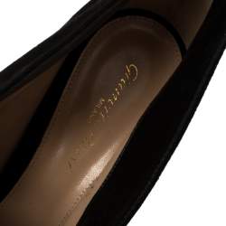 Pre Owned Gianvito Rossi Black Suede Vamp Peep Toe Booties Size 41.5