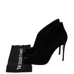 Pre Owned Gianvito Rossi Black Suede Vamp Peep Toe Booties Size 41.5