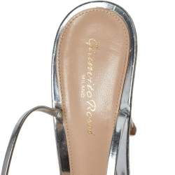 Pre Owned Giavanto Rossi Metallic Silver Leather And PVC Plexi Stark Sandals Size 39