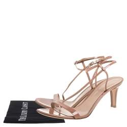Gianvito Rossi Beige Patent Leather Ankle Strap Sandals Size 41
