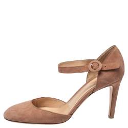 Pre Owned Gianvito Rossi Beige Suede D'orsay Ankle Strap  Pumps Size 39