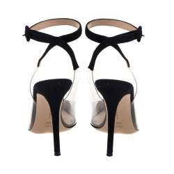 Pre Owned Gianvito Rossi Black Suede And PVC Anise  Cap-Toe Pumps Size 39