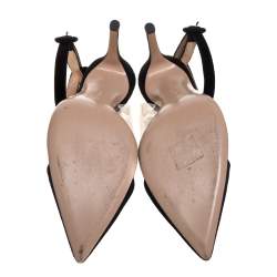 Pre Owned Gianvito Rossi Black Suede And PVC Anise  Cap-Toe Pumps Size 39