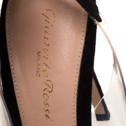 Pre Owned Gianvito Rossi Black Suede And PVC Anise  Cap-Toe Pumps Size 39
