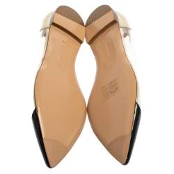 Pre Owned Gianvito Rossi Black/Off White Leather And PVC Plexi Pointed Toe Flats Size 35