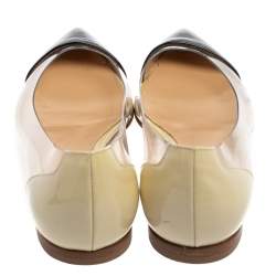 Pre Owned Gianvito Rossi Black/Off White Leather And PVC Plexi Pointed Toe Flats Size 35