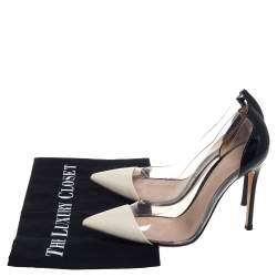 Pre Owned Gianvito Rossi Black/Cream Patent Leather And PVC Plexi  Pumps Size 37