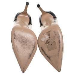 Pre Owned Gianvito Rossi Black/Cream Patent Leather And PVC Plexi  Pumps Size 37