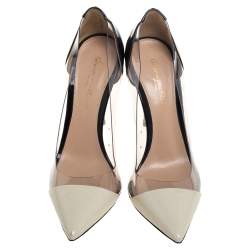 Pre Owned Gianvito Rossi Black/Cream Patent Leather And PVC Plexi  Pumps Size 37