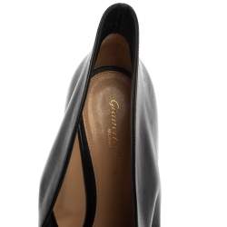 Pre Owned Gianvito Rossi Black Leather Vamp Peep Toe Booties Size 39.5