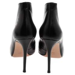 Pre Owned Gianvito Rossi Black Leather Vamp Peep Toe Booties Size 39.5