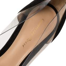 Pre Owned Gianvito Rossi Black Suede and PVC Plexi Pointed Toe Pumps Size 41