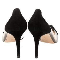 Pre Owned Gianvito Rossi Black Suede and PVC Plexi Pointed Toe Pumps Size 41
