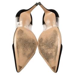 Pre Owned Gianvito Rossi Black Suede and PVC Plexi Pointed Toe Pumps Size 41