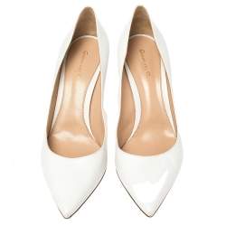 Pre Owned Gianvito Rossi White Leather Pointed Toe Pumps Size 41