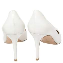 Pre Owned Gianvito Rossi White Leather Pointed Toe Pumps Size 41