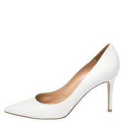 Pre Owned Gianvito Rossi White Leather Pointed Toe Pumps Size 41
