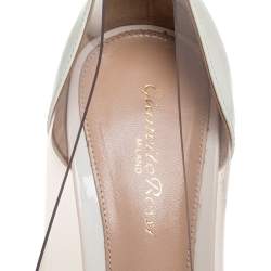 Pre Owned Gianvito Rossi Beige/White Patent Leather and PVC Plexi Pointed Toe Pumps Size 40