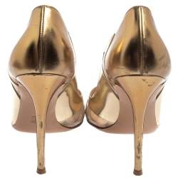 Gianvito Rossi Gold Leather PVC Slip On Pointed Toe Pumps Size 40
