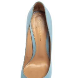 Pre Owned Gianvito Rossi Blue Leather Pointed Toe Pumps Size 40