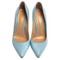 Pre Owned Gianvito Rossi Blue Leather Pointed Toe Pumps Size 40