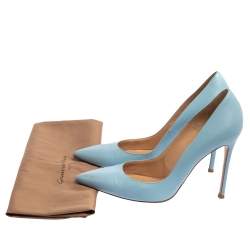 Pre Owned Gianvito Rossi Blue Leather Pointed Toe Pumps Size 40
