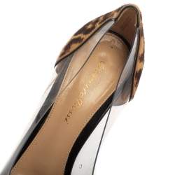 Pre Owned Gianvito Rossi Brown/Beige Leopard Print Pony Hair And PVC Pumps Size 37.5