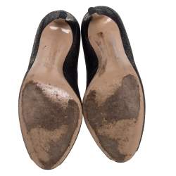 Pre Owned Gianvito Rossi Metallic Silver Foil Suede Vamp Peep Toe Booties Size 39.5