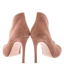 Pre Owned Gianvito Rossi Beige Suede Vamp Boots Size 37.5