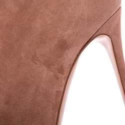 Pre Owned Gianvito Rossi Beige Suede Vamp Boots Size 37.5