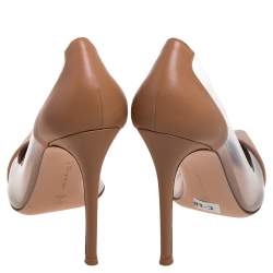 Pre Owned Gianvito Rossi Beige Leather And PVC Plexi Pointed Toe Pumps Size 40