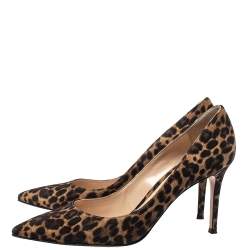 Pre Owned Gianvito Rossi Brown/Black Leopard Print Suede Pointed Toe Pumps Size 41
