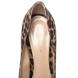 Pre Owned Gianvito Rossi Brown/Black Leopard Print Suede Pointed Toe Pumps Size 41