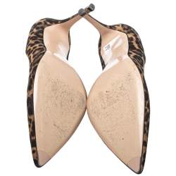 Pre Owned Gianvito Rossi Brown/Black Leopard Print Suede Pointed Toe Pumps Size 41