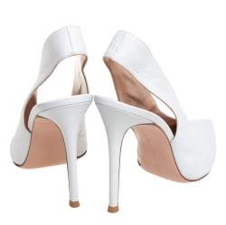 Pre Owned Gianvito Rossi White Leather Pointed Toe Slingback Sandals Size 39.5