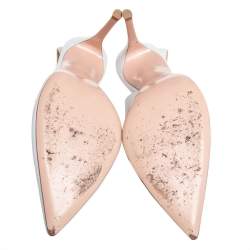 Pre Owned Gianvito Rossi White Leather Pointed Toe Slingback Sandals Size 39.5